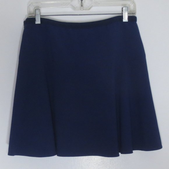 New BCBGMAXAZRIA Lucy Mini Skirt Blue Depth Classy Flare A-line Skater Size M - Picture 3 of 9